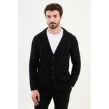 Mcr Desenli Siyah Slim Fit Yün Erkek Triko Ceket