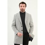MCR Desenli Slim Fit Geniş Yaka Kaşe Erkek Kaban Gri Orta Kalınlık Uzun Kol - 54