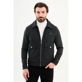 MCR Desenli Slim Fit Gömlek Yaka Fermuarlı Torba Cep Erkek Mont - 54 - Siyah