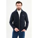 MCR Desenli Slim Fit Gömlek Yaka Fermuarlı Torba Cep Erkek Mont - 56 - Gri - Lacivert
