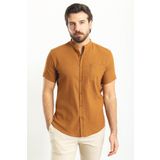Mcr Desenli Slim Fit Hakim Yaka Kısa Kollu Pamuk Erkek Gömlek Kamel - 37748.23y