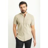 Mcr Desenli Slim Fit Hakim Yaka Kısa Kollu Pamuk Erkek Gömlek Taş - 37748.23y