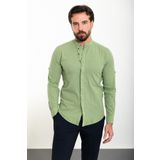 Mcr Desenli Slim Fit Hakim Yaka Uzun Kollu Keten Erkek Gömlek Çağla - 37780.23y