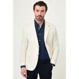 MCR Desenli Slim Fit Mono Yaka Keten Erkek Ceket - 46 - Ekru