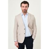 MCR Desenli Slim Fit Mono Yaka Keten Erkek Ceket - 52 - Vizon