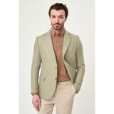 MCR Desenli Slim Fit Mono Yaka Keten Erkek Ceket - 56 - Haki