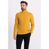 MCR Dokulu Hardal Rengi Slim Fit Tam Balıkçı Yaka Erkek Kazak