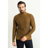 MCR Dokulu Kamel Slim Fit Yarım Balıkçı Yaka Erkek Triko Kazak - 2XL