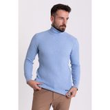 MCR Dokulu Mavi Renk Slim Fit Tam Balıkçı Yaka Erkek Kazak - 2XL