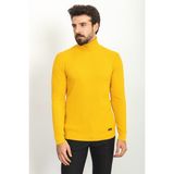 MCR Dokulu Sarı Renk Slim Fit Tam Balıkçı Yaka Erkek Kazak