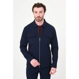 MCR Dokulu Slim Fit Gömlek Yaka Mevsimlik Erkek Mont - Lacivert - 52