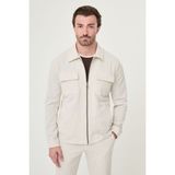 MCR Dokulu Slim Fit Gömlek Yaka Mevsimlik Erkek Mont - Taş - 52