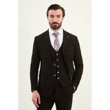 MCR Dokulu Slim Fit Mono Yaka Erkek Takım Elbise - Kahverengi - 6 Drop - 52