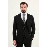 MCR Dokulu Slim Fit Mono Yaka Erkek Takım Elbise - Siyah - 6 Drop - 50