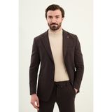 MCR Dokulu Slim Fit Mono Yaka Torca Cep Beli Lastikli Ipli Erkek Takım Elbise - Kahverengi - 6 Drop - 50