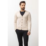 Mcr Düz Bej Rengi Slim Fit Düğmeli Triko Erkek Hırka