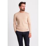 MCR Düz Bej Rengi Slim Fit Erkek Bisiklet Yaka Kazak - 2XL