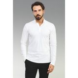 MCR Düz Beyaz Renk Slim Fit Uzun Kollu Polo Yaka Erkek T-Shirt - Ekru