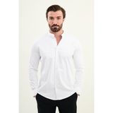 Mcr Düz Beyaz Slim Fit Hakim Yaka Uzun Kollu Erkek Gömlek