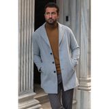 MCR Düz Gri Renk Slim Fit Mono Yaka Erkek Kaban - 56 - Açık Gri