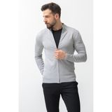 MCR Duz Gri Renk Slim Fit Yarım Balıkcı Yaka Erkek Hırka - Açık Gri