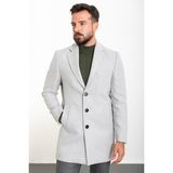 MCR Düz Gri Slim Fit Mono Yaka Kaşe Erkek Kaban - 46