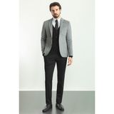 MCR Düz Gri Slim Fit Torba Cep Mono Yaka Premium Yün Erkek Ceket - 54