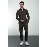 MCR Düz Haki Slim Fit Çıtçıtlı Erkek Gömlek Pantolon Takım - 2XL