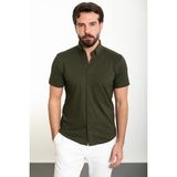 MCR Düz Haki Slim Fit Kısa Kollu Erkek Gömlek - XL