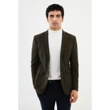 MCR Düz Haki Slim Fit Torba Cep Mono Yaka Punto Dikiş Erkek Ceket - 48