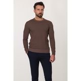 MCR Düz Kahverengi Slim Fit Erkek Bisiklet Yaka Kazak