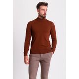 MCR Düz Kahverengi Slim Fit Erkek Yarım Balıkçı Yaka Kazak