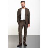 MCR Düz Kahverengi Slim Fit Mono Yaka İpli Erkek Takım Elbise - 46 - 6 Drop