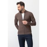 MCR Duz Kahverengi Slim Fit Yarım Balıkcı Yaka Erkek Hırka