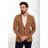 MCR Düz Kamel Slim Fit Torba Cep Mono Yaka Keten Erkek Ceket - 46