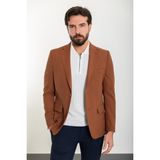 MCR Düz Kiremit Rengi Slim Fit Mono Yaka Keten Erkek Ceket - 56