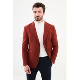 MCR Düz Kiremit Rengi Slim Fit Torba Cep Geniş Yaka Punto Dikiş Erkek Ceket - 56