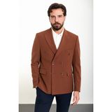 MCR Düz Kiremit Slim Fit Geniş Yaka Kruvaze Erkek Ceket - 46