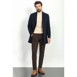 MCR Düz Lacivert Renk Slim Fit Mono Yaka Klasik Yün Erkek Kaban - 50
