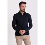 MCR Düz Lacivert Renk Slim Fit Uzun Kollu Polo Yaka Erkek T-Shirt - 2XL