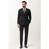 MCR Duz Siyah Renk Slim Fit Kırlangıc Yaka Kruvaze Erkek Takım Elbise - 54 - 6 Drop