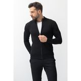 Mcr Duz Siyah Renk Slim Fit Yarım Balıkcı Yaka Erkek Hırka
