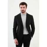 MCR Düz Siyah Slim Fit Torba Cep Geniş Yaka Punto Dikiş Erkek Ceket - 54