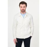 MCR Düz Slim Fit Apaç Yaka Gizli Düğmeli Mevsimlik Erkek Mont - Ekru - 58