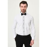 MCR Düz Slim Fit Ata Yaka Metal Düğme Erkek Gömlek - Beyaz