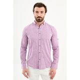 MCR Düz Slim Fit Basic Keten Erkek Gömlek - Lila