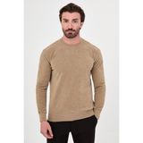 MCR Düz Slim Fit Bisiklet Yaka Şönil Erkek Triko Kazak - Bej - 2XL