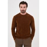 MCR Düz Slim Fit Bisiklet Yaka Şönil Erkek Triko Kazak - Kamel