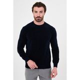 MCR Düz Slim Fit Bisiklet Yaka Şönil Erkek Triko Kazak - Lacivert