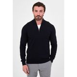 MCR Düz Slim Fit Dik Yaka Fermuarlı Pamuk Erkek Triko Kazak - Lacivert - 2XL